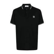 Sort Polo Shirt med Compass Patch Logo