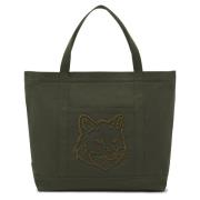 Olive Green Fox Head Tote Bag