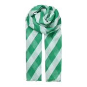 Grønt mønstret tørklæde med rå kanter