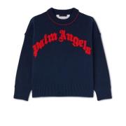 Blå Bomuld Logo Sweater