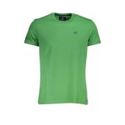 Grøn Bomuld T-Shirt med Broderi og Print