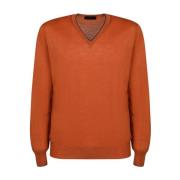 Orange V-hals Sweater Langærmet