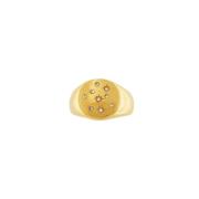 Joy Waterproof Clear CZ Star Signet Ring 18K Gold Plating