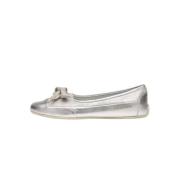Silver nappa leather ballet flats CANDY BOW