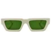 Manchester Solbriller - Hvid, Grønne Linser