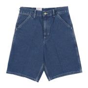 Blå Stone Washed Simple Shorts