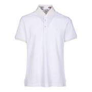 Hvid Blomstret Polo Shirt Bomuld Pique