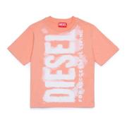 Crew-Neck Jersey T-Shirt Med Vandfarveeffekt Logo