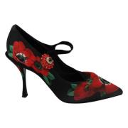 Rød Blomst Krystal Mary Janes Pumps