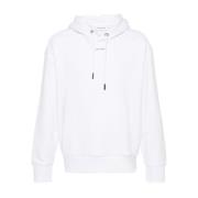 Hvid Sweater Logo Print Hættetrøje