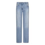 Blå Bomuld Denim Jeans med Trim