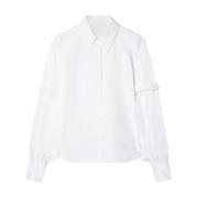 Hvid Popline Stropper Skjorte