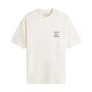 Cursive Slogan T-Shirt i Cream