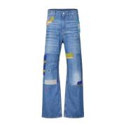 Bio-Denim Jeans med Mohair-Patches