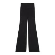 Silkekniplanghøjtaljede sorte bukser