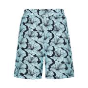Blomstret Print Sort og Turkis Bermuda Shorts