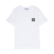Hvid Jersey T-shirt med Compass Motif
