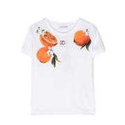 Børn Orange Print T-shirt Hvid