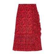 Flounce Midi Nederdel i Racing Red
