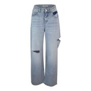 Klar Blå Højtaljet Rigid Denim Jeans