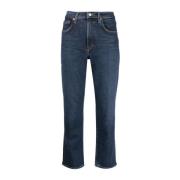 Marineblå Cropped Denim Jeans