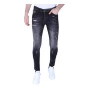 Slim Fit Stone Wash jeans med huller til mænd -1102