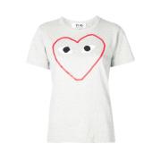 Rød Hjerte Print T-shirt