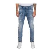 Navy Blue Distressed Slim-fit Jeans