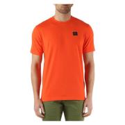 Stretch bomuld T-shirt med front logo patch