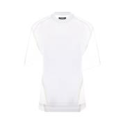 Hvid T-shirt med Chiffon Indsatser