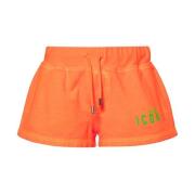 Fluorescerende Orange Logo Print Shorts