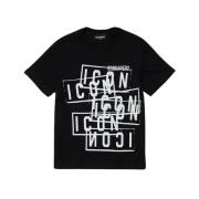 Afslappet ICON T-shirt med dekorativt tryk og broderi