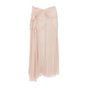 Pink Twill Nederdel med Lurex Detalje