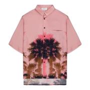Pink Palm Print Skjorte