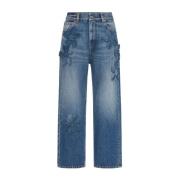 Hibiscus Broderede Straight-Fit Jeans