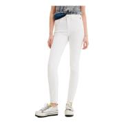 Hvide Plain Jeans med Lynlås Lukning