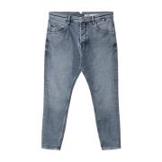 Faded Stretch Jeans Blå Tapered Ben