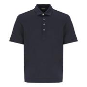 Mørkeblå Silkebomuld Polo Skjorte