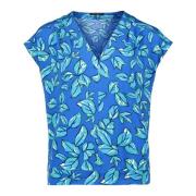 Blomstret V-hals Printshirt