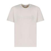 Beige Logo Broderet T-shirt