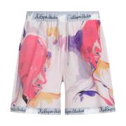 Multifarvet Trykte Shorts Polyester Elastan