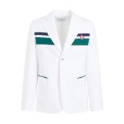 Hvid skræddersyet jakke med grønne kanter