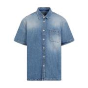 Indigo Blue Cotton Short Sleeve Shirt