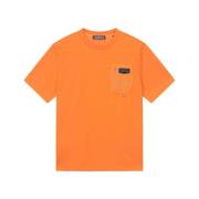 Orange Fritidst-shirt med Frontlomme