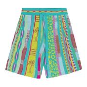 Multifarvet Jacquard Bomuld Bermuda Shorts