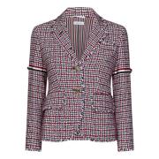 Multifarvet Ternet Bomulds Tweed Blazer