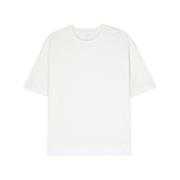 Hvid Bomulds T-shirt med Talje Stribe
