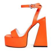 Elegant Orange High-Heeled Sandals