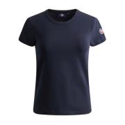 Marine Dame T-Shirt Letvægts Bomuld Rund Hals Logo