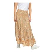 Flared Skirt Sand Batique Print